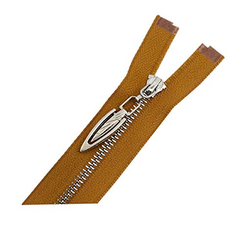 Nylon Closed End Zip,zippers, 2Pcs 20/30cm Close End 40 70cm Open End 3# Metal Zipper DIY Silver Tooth Coat Decoration Zip Garment Sewing Material Red,Open-End-50cm ( Color : Brown , Size : CloseEnd20