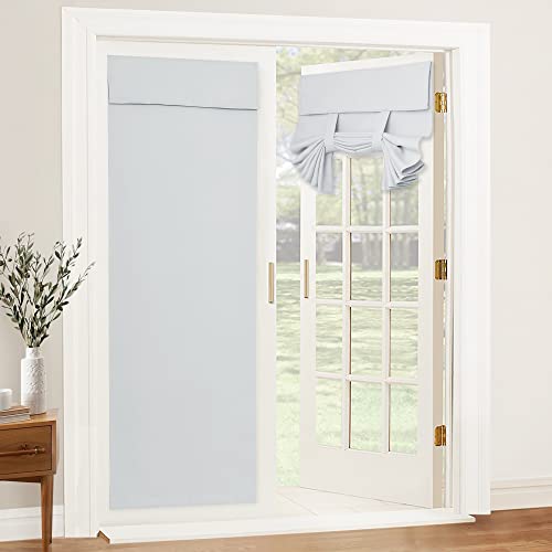 RYB Home Blackout Door Curtain - Privacy Thermal Insulated Living Room/Dining/Front/Tricia/Patio French Door Glass Window Curtains, W30 x L72 inch, 1 Panel, Grayish White