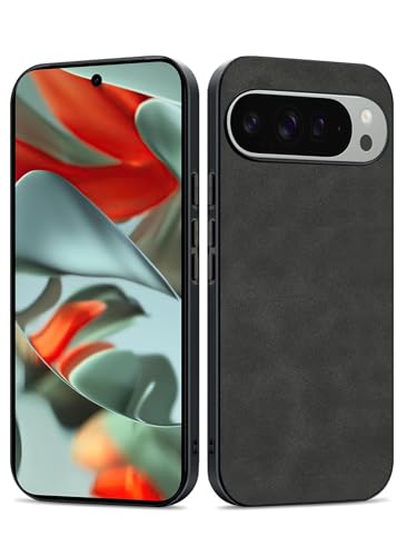 Duxsmei for Google Pixel 9 Pro, TPU and Suede PU Leather Case - Anti-Vibration Anti-Slip Ultralight Luxury Case, for Men Women (Black)