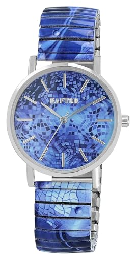 Raptor Colorful Edition Damen-Uhr Zugband Edelstahl Motiv Bunt Print Analog Quarz RA10205 Raptor Colorful Edition Damen-Uhr Zugband Edelstahl Motiv Bunt Print Analog Quarz RA10205
