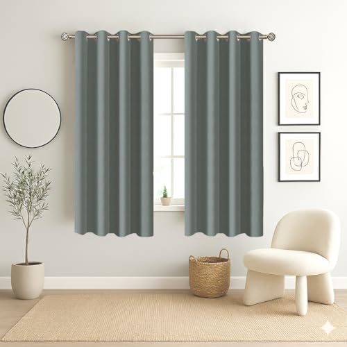 Image of Homestan 75% Blackout Window Curtains 5 Feet Long Set of 2, Room Darkening Parda with Grommet Design for Home Decor (5x4 Feet, Grey)