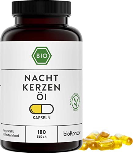 Nachtkerzenöl Kapseln BIO 180 vegane Kapseln mit 500 mg kaltgepresstem Nachtkerzenöl von bioKontor Cover