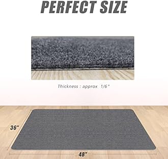 Sycoodeal Office Chair Mat for Hardwood Floor,Office Computer Gaming Chair Mat for Tile Floor,Large Floor Protector Rug,Anti-Slip,Easy to Clean,Grey(48"x36")