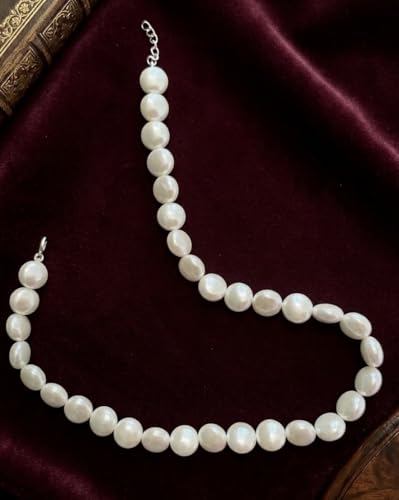 Image of OVANA Pearl Necklace | Fitted With Silver Lock | Statement Necklace | Gifts for Girlfriend | Gift for Sister, Bhabhi | Gifts for Women and Girls | Gift for Her | 925 Silver Hallmarked Lock