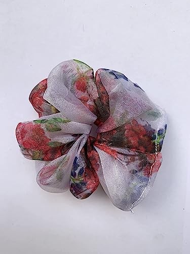 6 organza Organza Big Hair Scrunchies Sun Flower Elastic Hair Bands Scrunchy Hair Bobbles Floral Hair Ties Ropes Hair Bow Chiffon Ponytail Holder for Women and Girls