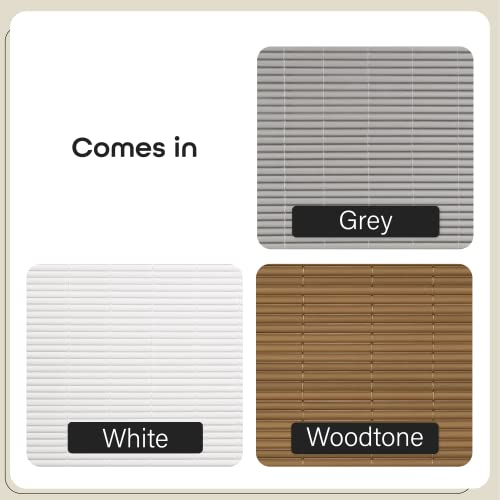 Image of Cordless Solstice Vinyl Roll-Up Blind - 60 Inch Width, 72 Inch Length, Quarter Inch Vinyl Slats - Grey - Soft Light Filtering Horizontal Windows Blinds for Indoor & Ourdoor by Achim Home Decor