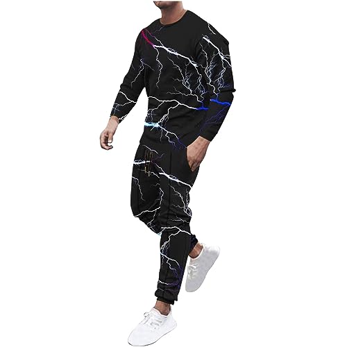 Muscularfit Men's Tracksuit 2 Piece Fall Fashion 3D Print Sweatsuit Set Causal Long Sleeve Pullover Sport Sweatpant Outfits