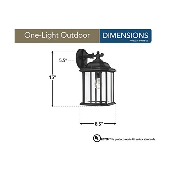Sea gull lighting 84031 12 kent one light outdoor wall lantern with clear beveled glass panels black finish  urban country home decor