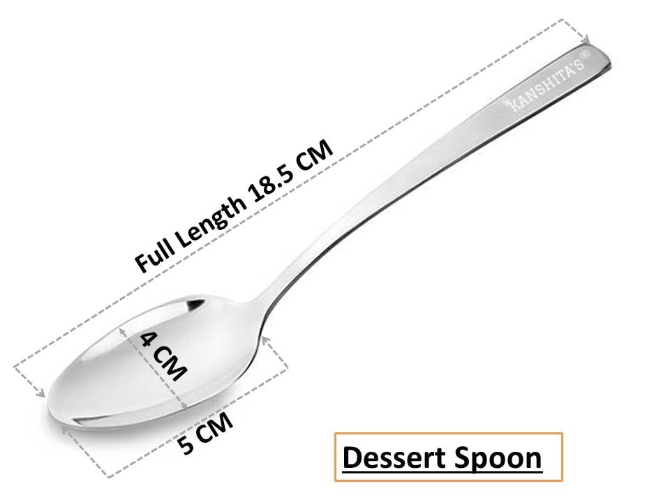 Image of Kanshita's Rasoiware Stainless Steel Dessert Spoon Set | 6 Pcs | Ideal for Ice Cream, Sweets & More