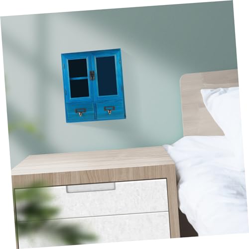 SOPOTUTU Armario De Pared Vintage De Madera Azul Armario De Almacenamiento Puertas Dobles para Dormitorio y Sala Mueble De Pared Multifuncional - imagen 10