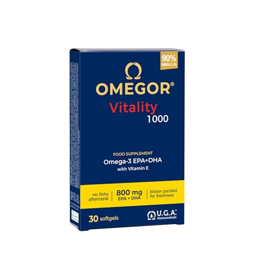 Omega 3 IFOS 5 Stelle OMEGOR Vitality 1000 - Omega3 EPA 535mg e DHA 268 mg - 30 Capsule Senza Retrogusto e Facili da Digerire