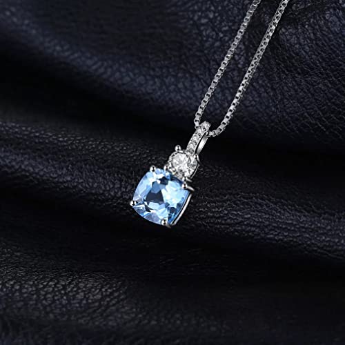 Colgante de topacio azul natural plata 925 gargantilla piedras preciosas mujer
