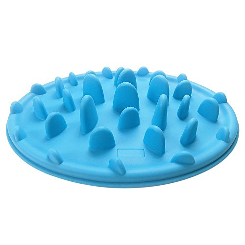 Titan Forest Adventure Design Dog Bowl Anti-chocking & Slow Food Dog Bowl - Silicone Pizza Design & Interesting Training Feeder - The Weight-loss Pet Bowl, Non-slip Base, Blue