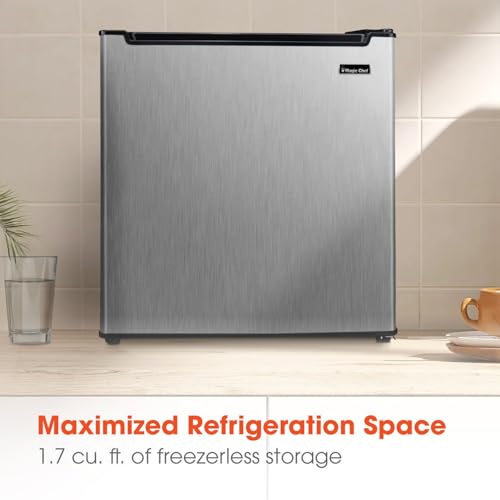 Magic Chef 1.7-Cu. Ft. Mini Fridge In Stainless Steel, Small Compact All Refrigerator With No Freezer For Bedroom, Apartment, Dorm Room, Office on Fridge.com - View 5