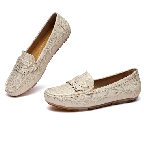 Image of Women's Business Loafers Work Casual Flats Shoes Lightweight Penny PU Leather Slip On Walking Shoes