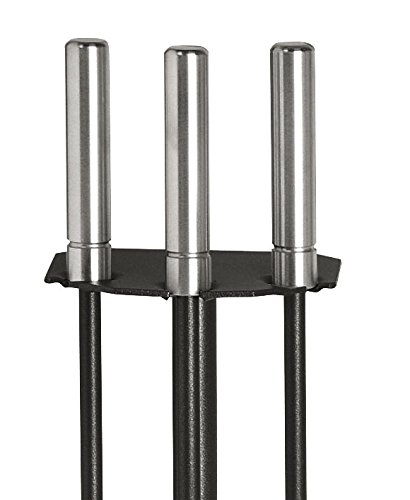 MS Beschläge® Kaminbesteck Kamingarnitur schwarz beschichtet mit Griffen aus Edelstahl