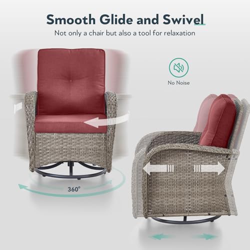 Outdoorswivelgliderrockerchairs3piecewickerpatiofurnituresetallweatherpatiobistrosetswithglasssidetableforbalconyporchdeckbackyardgreywickerredcushion Urban Country Home Decor Outdoor swivel glider rocker chairs 3 piece wicker patio furniture set all weather patio bistro sets with glass side table for balcony porch deck backyard grey wicker red cushion urban country home decor