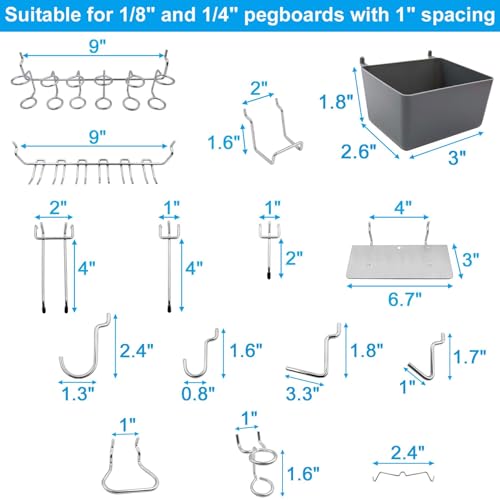 FRIMOONY 140 Teiliges Werkzeuglochwand Haken mit Kunststoffbox für Zangen, Hammer…