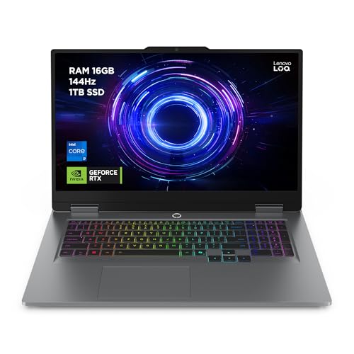 Lenovo LOQ Gaming AI Laptop | 17.3' Full HD 165Hz Display | Intel Core i7-14700HX | 16GB RAM | 1TB SSD | NVIDIA GeForce RTX 5060 | Windows 11 | QWERTZ | Grau | 3 Monate GamePass