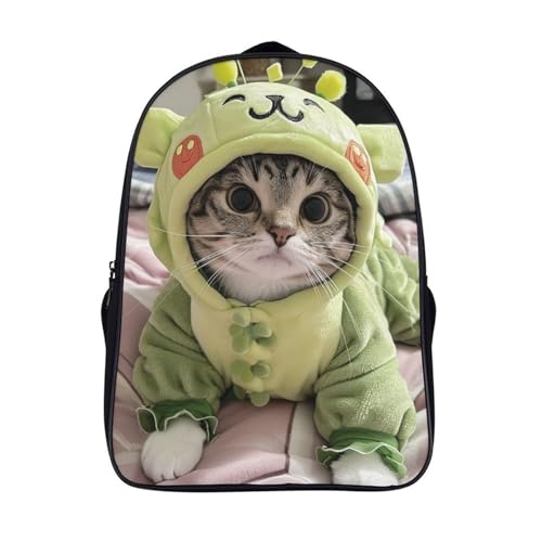 Mochila escolar de gato estampada para el instituto bolsa de lienzo impermeable para niñas