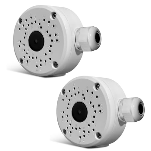 Security Camera Cable Hide Junction Box, Universal Mount for Bullet Cameras, Durable Aluminum Waterproof Housing for Outdoor Surveillance System (2-Pack)