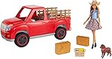 Barbie GFF52 Spaß auf dem Bauernhof Fahrzeug mit Puppe, Puppen Spielzeug ab 4 Jahren