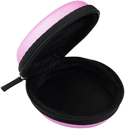 Headphone Case -Portable Earphone Bag Coin Purse Cable Storage Box - Multifunction Protective Travel Carrying Case (Pink)