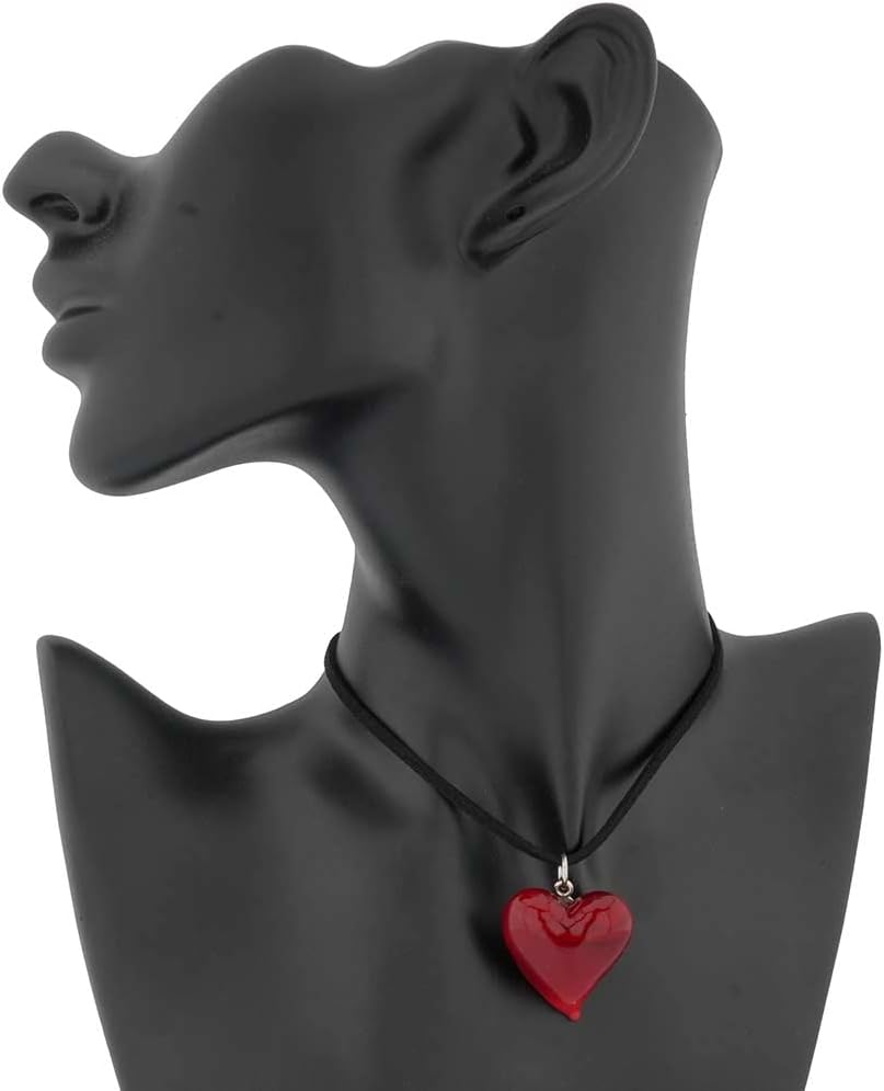 Glass Of Venice Passione Italian Red Murano Glass Heart Pendant Necklace for Women - Handmade Blown Glass Necklace Made in Italy