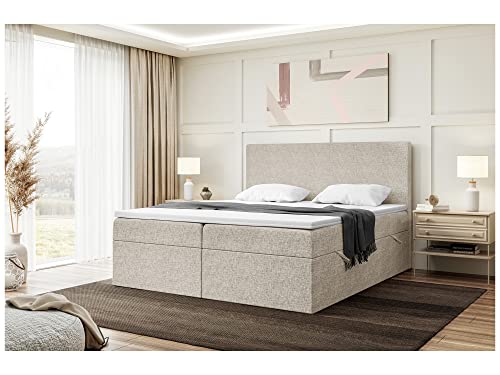 MEBLINI Boxspringbett mit Bettkasten - Gepolstert Doppelbett mit Matratze...