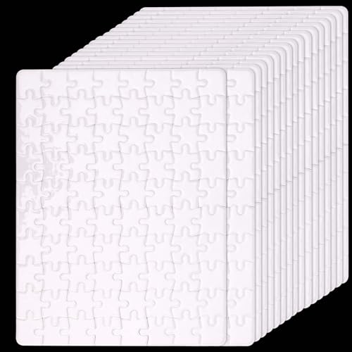JAPCHET 40 Sets 7.9 x 5.8 Inches Sublimation Puzzle Blanks 3200 Pieces White Blank Sublimation Jigsaw Puzzles DIY Custom Puzzle for Heat Press Thermal Transfer Printing and Craft