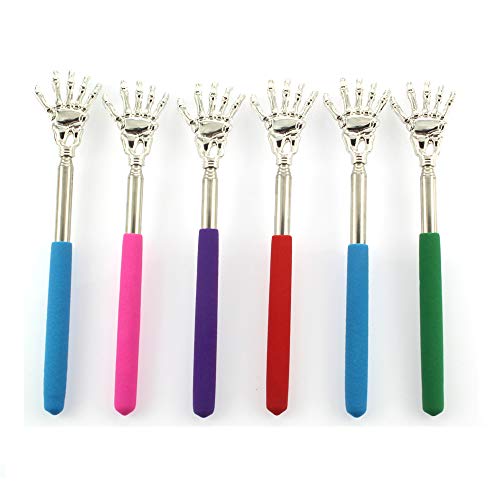 6 Pieces Skull Palm Telescopic Back Scratcher Hand Massager backslap with Rubber Handles(Random Color) (6 PCS)