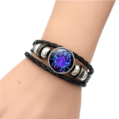 Atiptu Zodiac Signs Spirit Bracelet Multilayer Adjustable 12 Constellation Zodiac Leather Bracelets for Women Men Handmade Woven Glow in the Dark Zodiac Jewelry for Constellation Lover2
