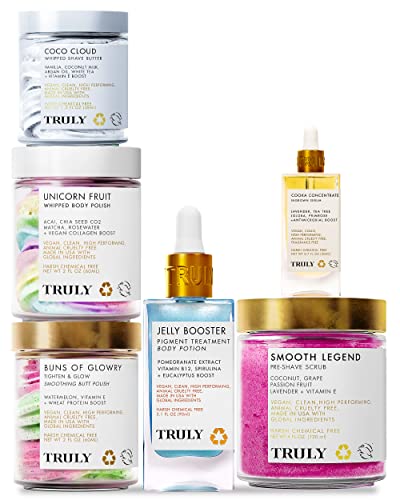 Truly Beauty Bestsellers - Full Body Skin Care Kit Body Exfoliator And Gift Set For Women. Vegan Skincare Set With Exfoliating Scrub Shave Butter. Spa Kit Self Care Kit. #TOP10