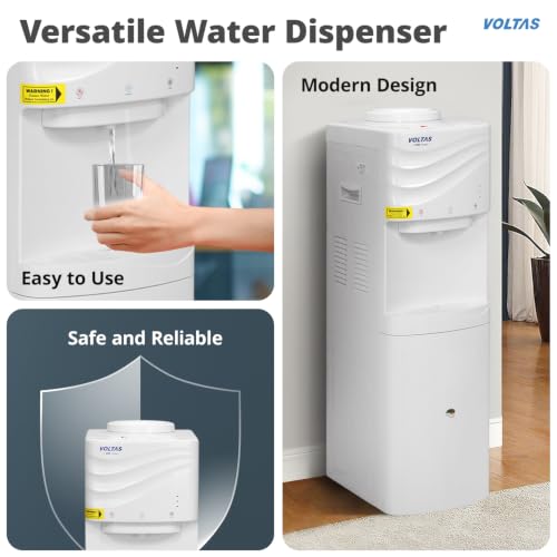 Image of Voltas Floor Mounted Water Dispenser, 3 Water Modes (Hot, Normal, Cold), ABS Body, White, Minimagic Wave FS, 20 litres