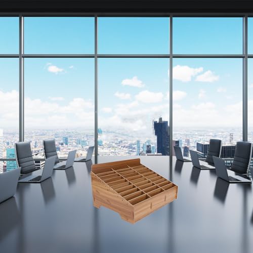 Awleynz Lot de 30 grilles de rangement pour téléphone portable, école, hôtel - Boîte de rangement en bois multi-grilles pour téléphones portables, salle de classe, bureau, école (marron, 30 grilles) – vue 4