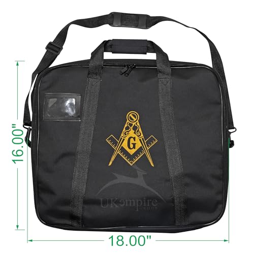Masonic Apron Carrying Case Master Mason MM/WM Size, Gold Square and Compass (Printed) | Freemason Bags & Cases2