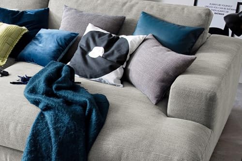 KAWOLA Big Sofa Madeline - Couch XXL mit Holztablett & Stoff Silber | Megasofa Wohnzimmer | Lounge Sofa Groß | Moderne Wohnlandschaft – Bild 7