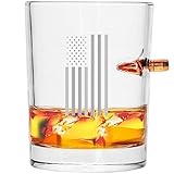 Lucky Shot .308 Real Bullet Handmade Whiskey Glass - Draped Flag