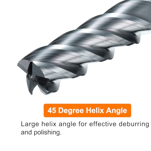Image of HARFINGTON Carbide Square Nose End Mill Bit 1 /2 inch Cut Dia 4 Flutes TiAlN Coated Milling Cutter for Hardened Steel Metal (1 /2 inch Shank 1-1 /2 inch Cut Length 3 inch Long 45 Degree Helix HRC53-55)