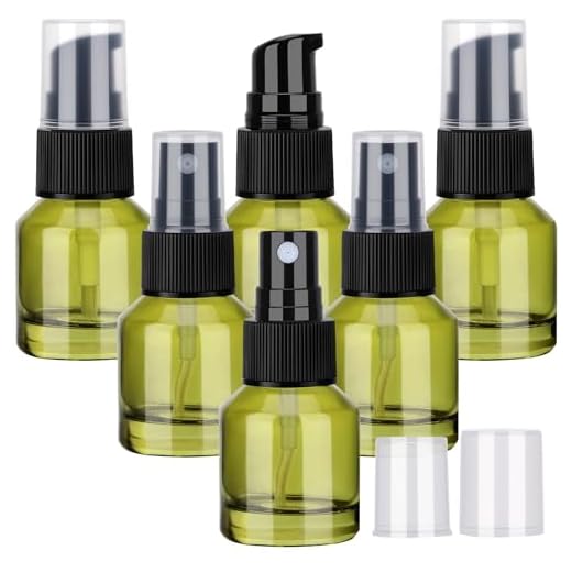 Segbeauty Recipientes de viagem de líquido de vidro de 14,2 g com 3 unidades de dispensador de garrafa com bomba de loção, 3 frascos de spray vazios, mini frascos de viagem recarregáveis de 15 ml para