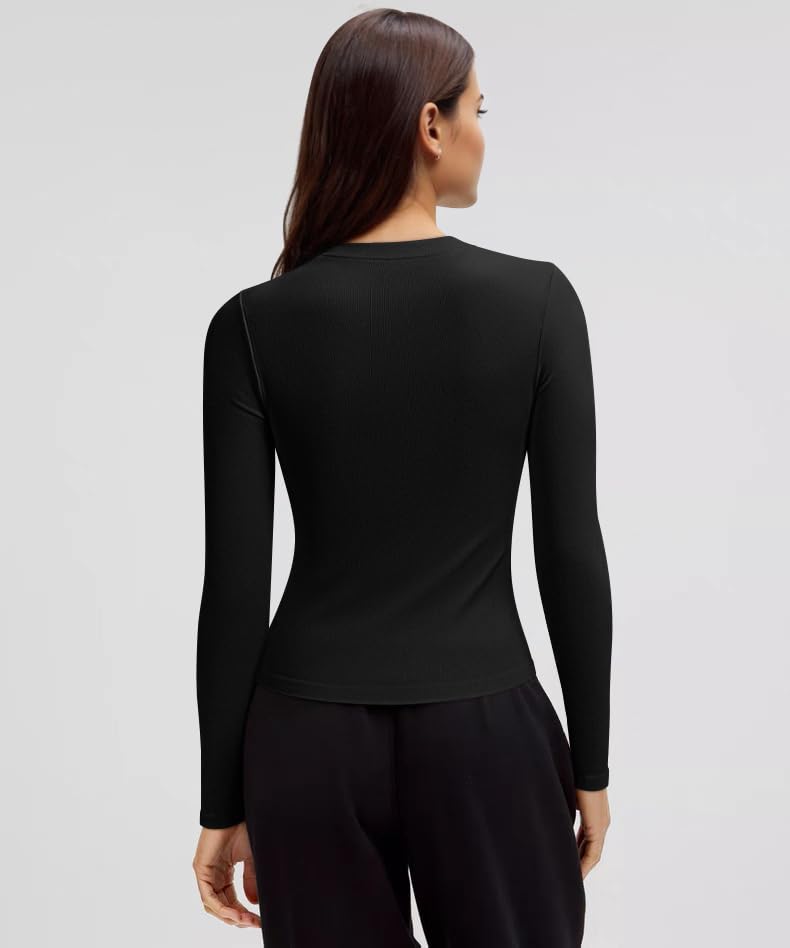 OQQ Women Crop Tops Yoga Shirts Seamless Long Sleeve Top Fashion Basic Tee3