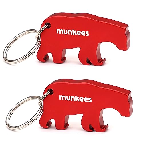 munkees Little Bear ボトルオープナー キーチェーン 2個パック アルミキー ビールオープナー アウトドア トラベルアクセサリー レッド
