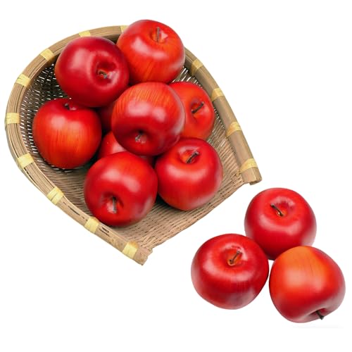 12PCS Fake Apples - 3 Lifelike Artificial Red Apples