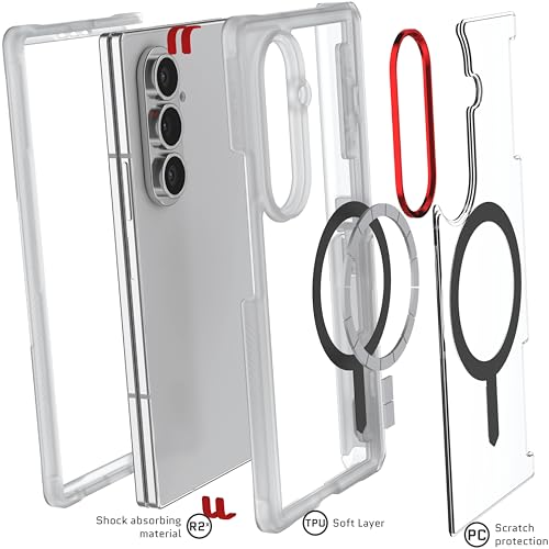 Image of Ghostek Covert Clear Galaxy Z Fold 7 Case with Built-in Kickstand, MagSafe and Full Hinge Protection Designed for 2025 Samsung Galaxy Fold7 (8 inch) (Clear)