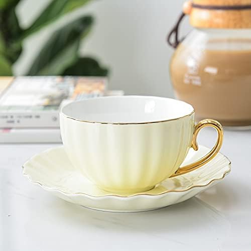 Miniatura 10 de Taza de café rosa linda taza y platillo creativo de porcelana cerámica juegos de té simples diseño moderno tazas de café tazas para tazas de café