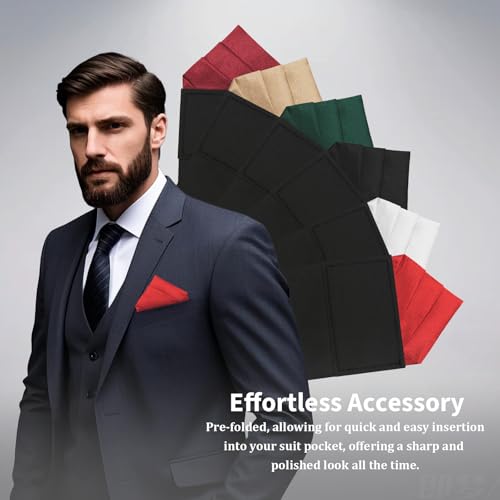 Image of Mens Pre-Folded Pocket Squares on Card Pocket Handkerchief for Suit Accessories