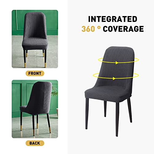 Rofasvco Dining Room Chair Covers Set Of 4 Jacquard Stretch Soft Kitchen Chair Slipcovers Stretchy Armless Dinner Side Chair Slip Cover 4 Pack Stretchable Dinning Chairs Covers Protectors (Dark Gray) #TOP5