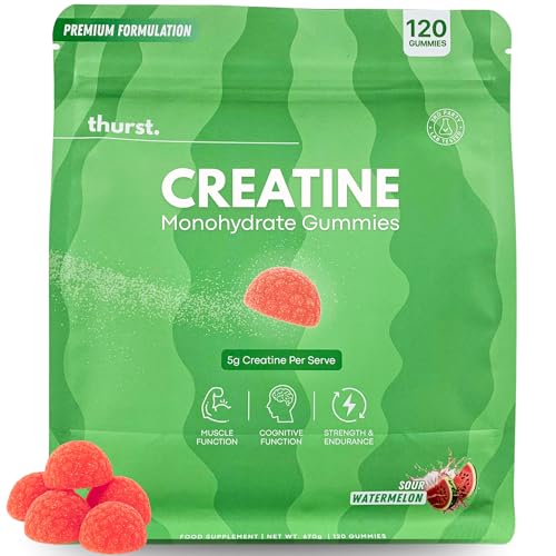 Creatine Monohydrate Gummies for Men & Women, 5g Creatine Per Serving | Enhanced Muscle Growth, Strength, Focus and Recovery, Low Calorie, Sugar Free, No Artificial Colours - 120 Gummies (Sour Watermelon)