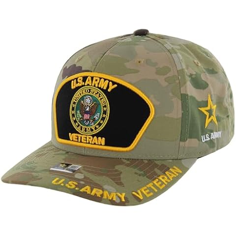 US Army Veteran Hat for Men Official Licensed Military Veterans Embroidered Patch Design Army Seal Adjustable Baseball Cap (US, Alpha, One Size, Camo) Cover