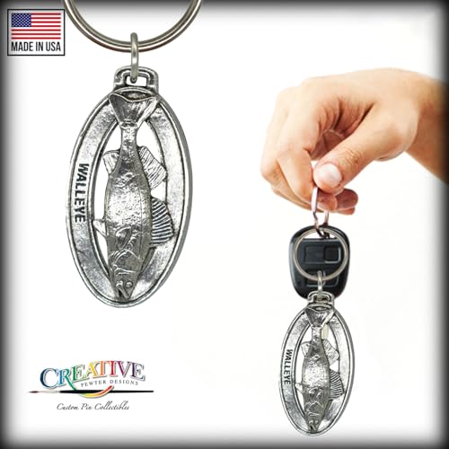 Image of Creative Pewter Designs Walleye Keychain F075KC, Walleye Keychain, Pewter Keychain
